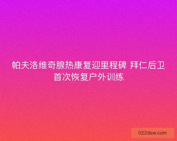 帕夫洛维奇腺热康复迎里程碑 拜仁后卫首次恢复户外训练